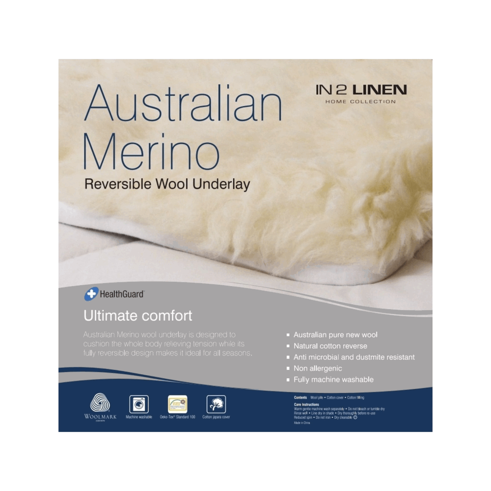 In2Linen  Australian Merino Wool Reversible Underlay - Summer / Winter